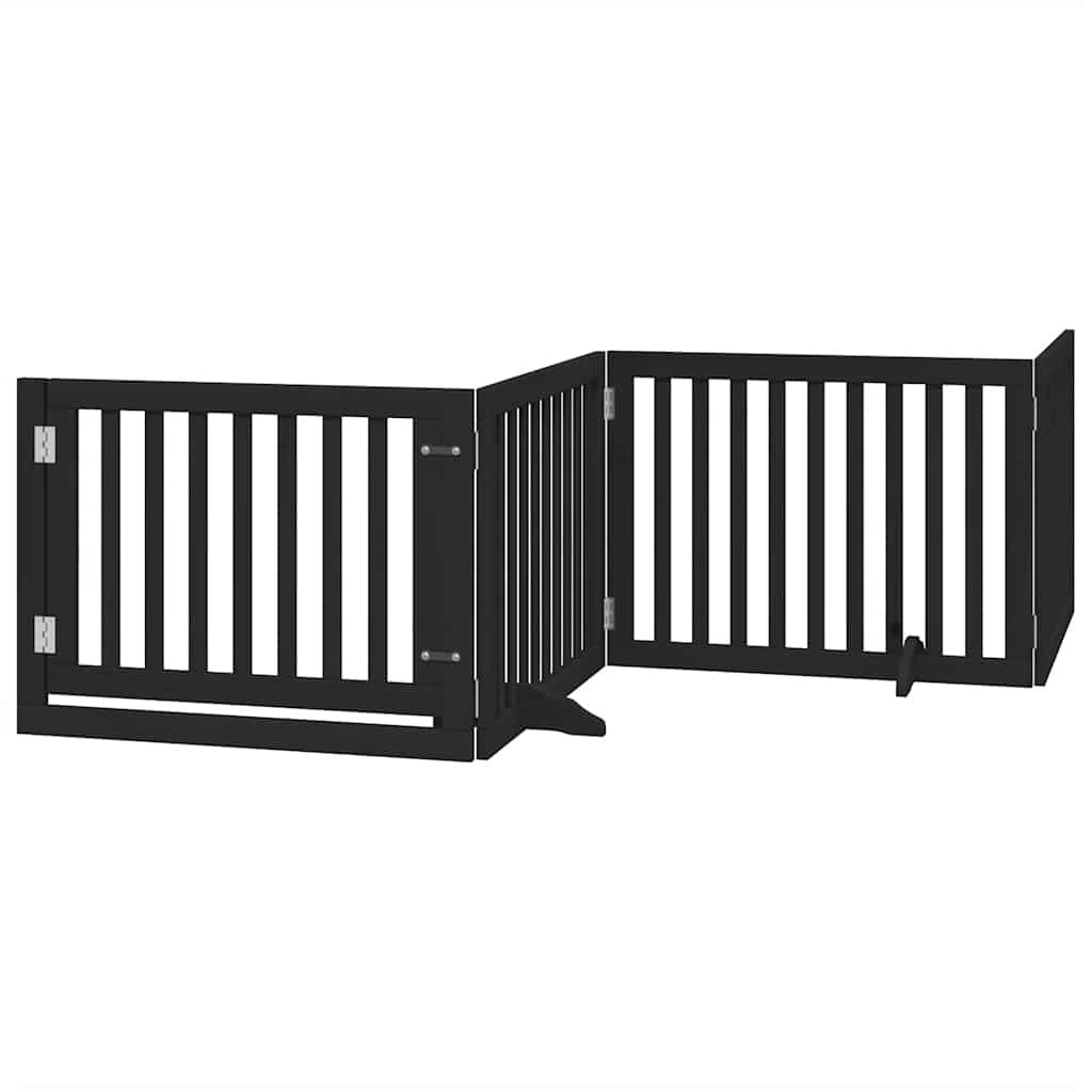 Barrière pour chien porte pliable 12panneaux noir bois peuplier – Image 3