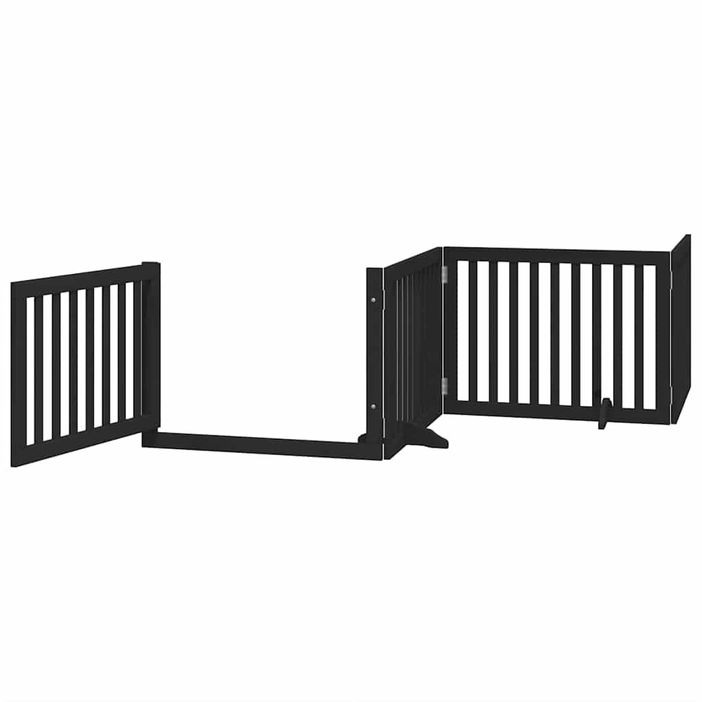 Barrière pour chien porte pliable 12panneaux noir bois peuplier – Image 4