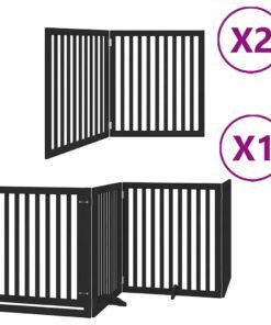 Alternative view of Barrière pour chien porte pliable 8 panneaux noir bois peuplier