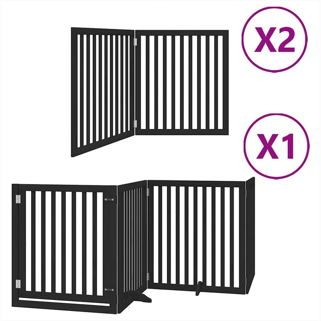 Barrière pour chien porte pliable 8 panneaux noir bois peuplier – Image 2