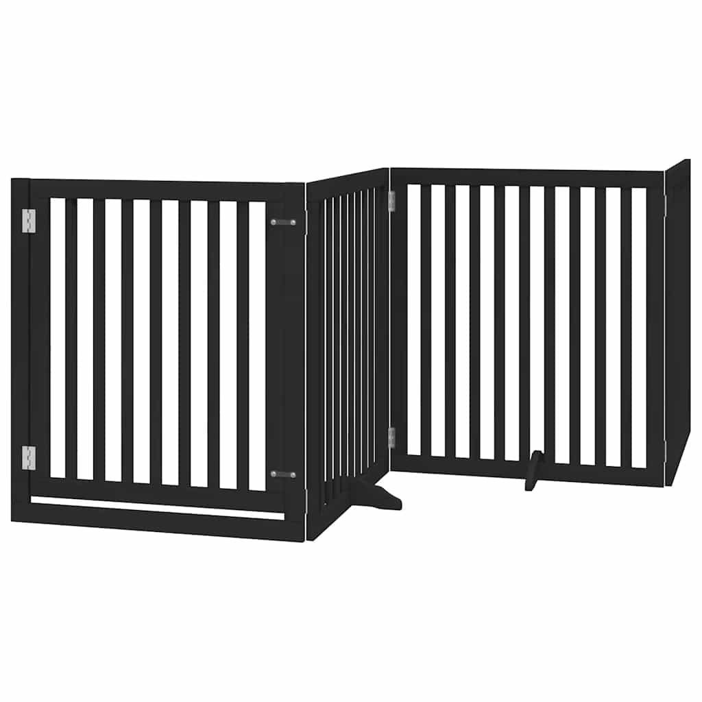 Barrière pour chien porte pliable 8 panneaux noir bois peuplier – Image 3