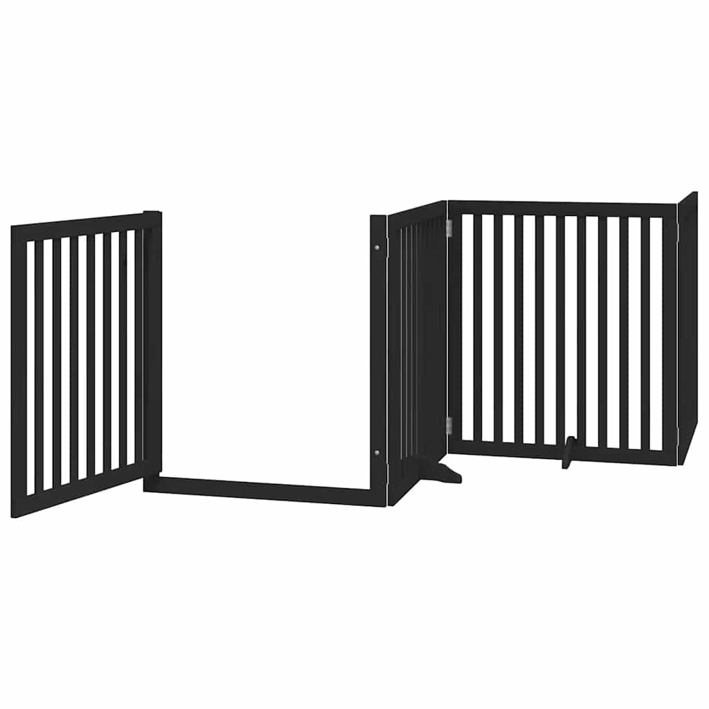 Barrière pour chien porte pliable 8 panneaux noir bois peuplier – Image 4