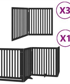 Alternative view of Barrière pour chien porte pliable 10panneaux noir bois peuplier