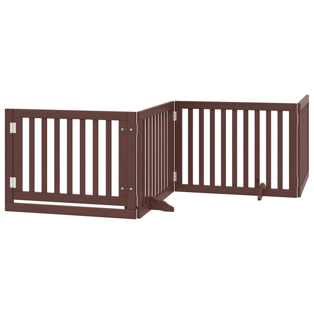Barrière pour chien avec porte pliable 6 panneaux bois peuplier – Image 3