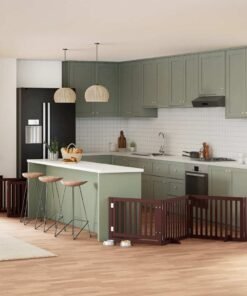 Barrière pour chien porte pliable 12 panneaux bois de peuplier