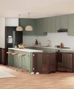 Barrière pour chien porte pliable 10 panneaux bois de peuplier