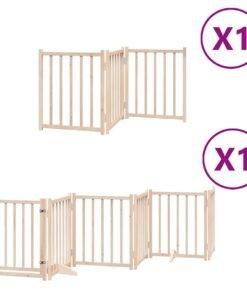 Alternative view of Barrière pour chiens avec porte pliable 9panneaux bois peuplier