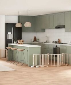 Barrière pour chiens avec porte pliable 9panneaux bois peuplier