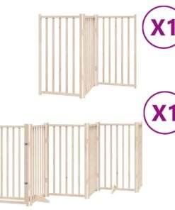 Alternative view of Barrière pour chiens avec porte pliable 9panneaux bois peuplier