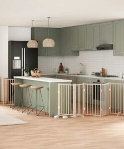 Barrière pour chien porte pliable 12 panneaux bois de peuplier