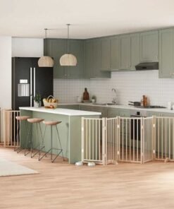 Barrière pour chien porte pliable 15 panneaux bois de peuplier