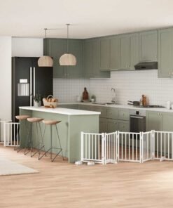 Barrière pour chien porte pliable 12 panneaux bois de peuplier