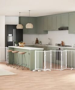 Barrière pour chien porte pliable 9panneaux blanc bois peuplier