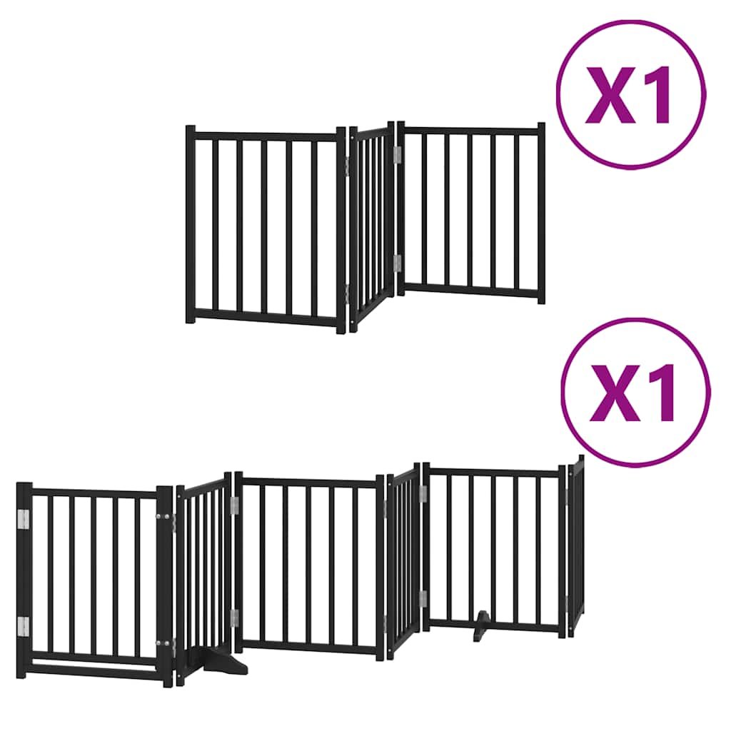 Barrière pour chien porte pliable 9 panneaux noir bois peuplier – Image 2