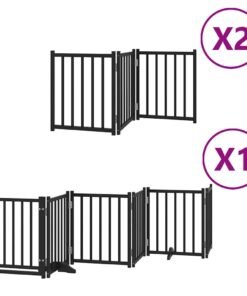 Alternative view of Barrière pour chien porte pliable 12panneaux noir bois peuplier