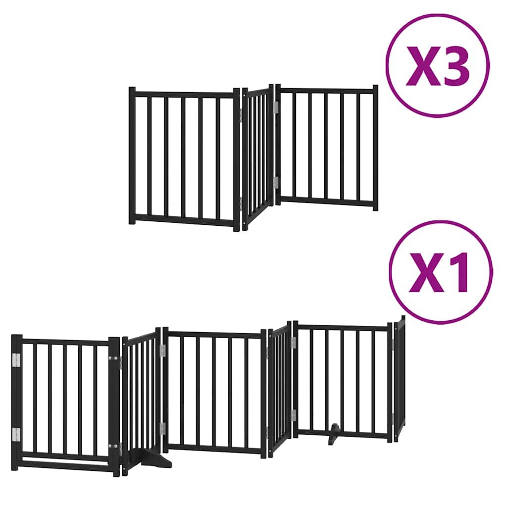 Barrière pour chien porte pliable 15panneaux noir bois peuplier – Image 2