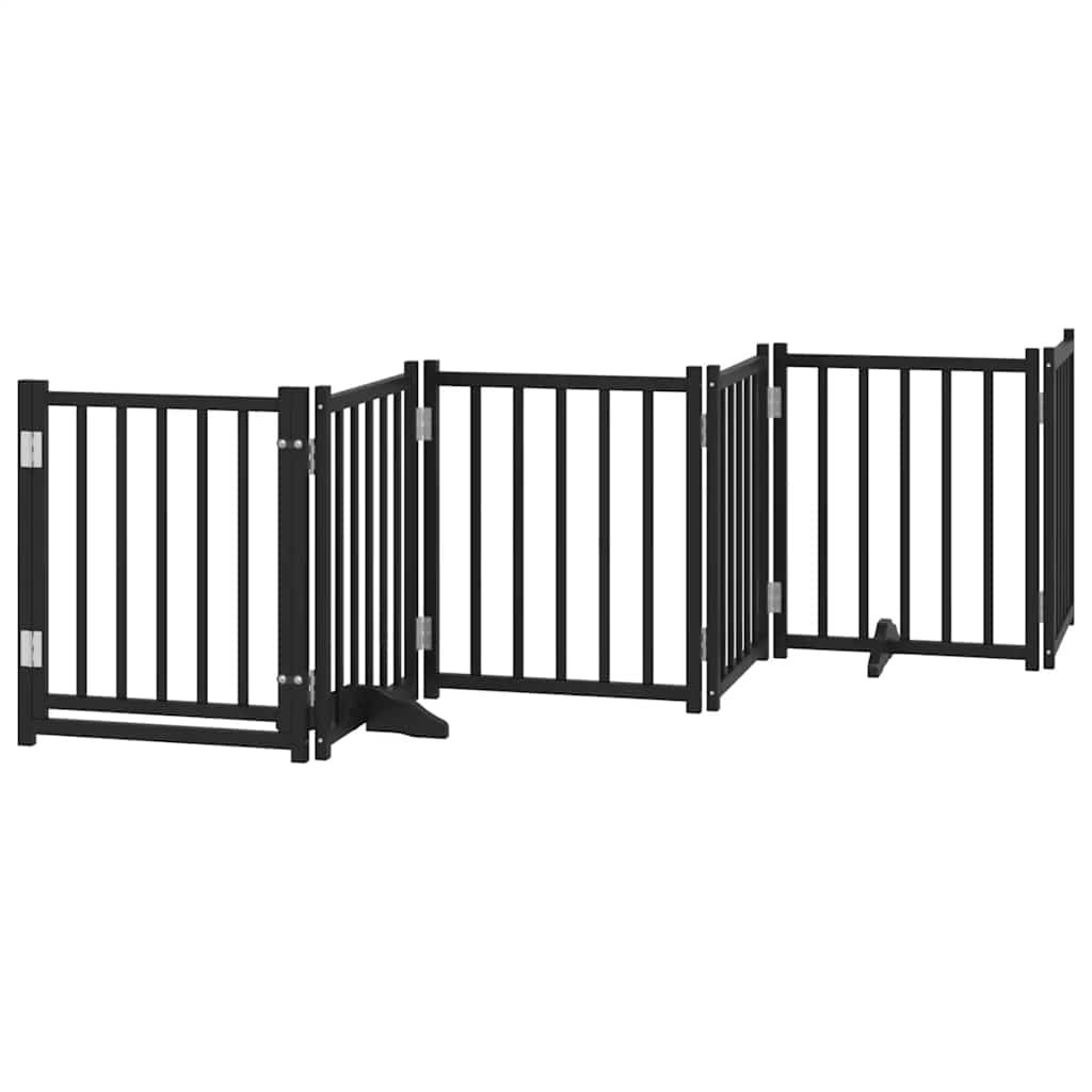 Barrière pour chien porte pliable 15panneaux noir bois peuplier – Image 4