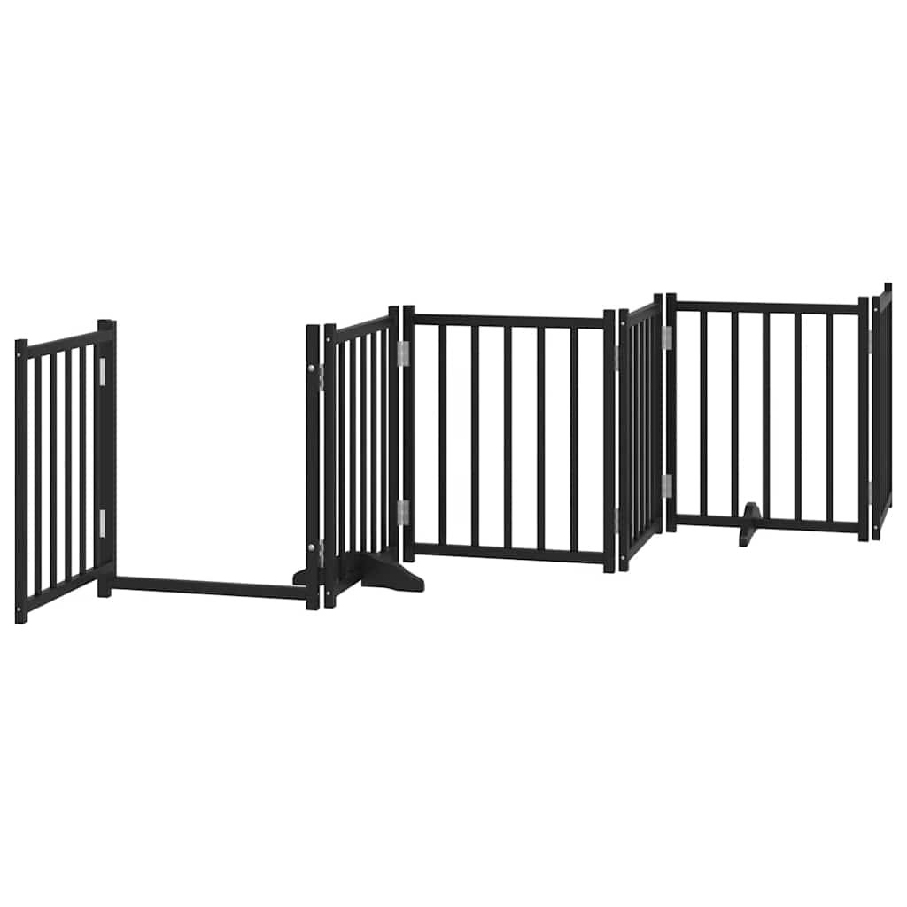 Barrière pour chien porte pliable 15panneaux noir bois peuplier – Image 5