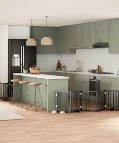 Barrière pour chien porte pliable 15panneaux noir bois peuplier