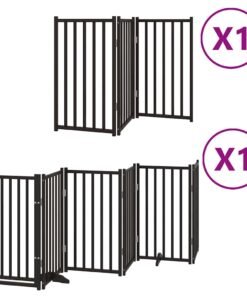 Alternative view of Barrière pour chien porte pliable 9 panneaux noir bois peuplier