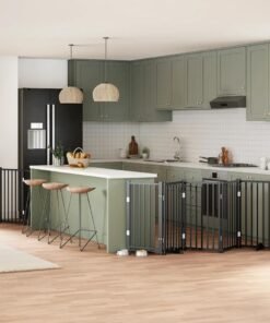 Barrière pour chien porte pliable 9 panneaux noir bois peuplier