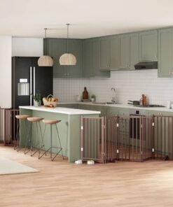 Barrière pour chien porte pliable 12 panneaux bois de peuplier