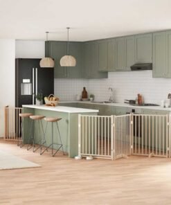 Barrière pour chien porte pliable 8 panneaux bois de peuplier