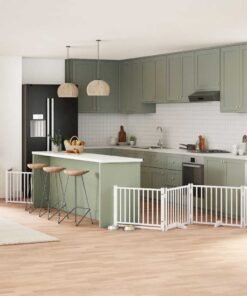 Barrière pour chien porte pliable 10 panneaux bois de peuplier