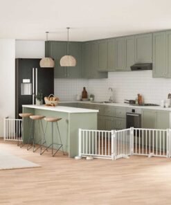 Barrière pour chien porte pliable 12 panneaux bois de peuplier