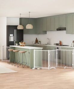 Barrière pour chien porte pliable 12 panneaux bois de peuplier