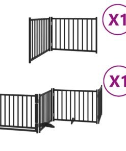 Alternative view of Barrière pour chien porte pliable 6 panneaux noir bois peuplier