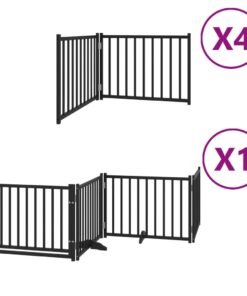 Alternative view of Barrière pour chien porte pliable 12panneaux noir bois peuplier
