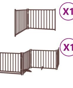 Alternative view of Barrière pour chien avec porte pliable 6 panneaux bois peuplier