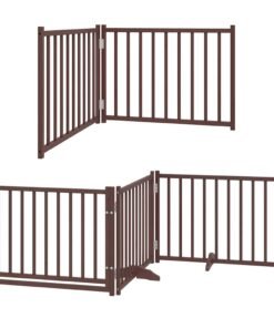 Alternative view of Barrière pour chien porte pliable 8 panneaux bois de peuplier