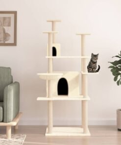 Arbre à chat avec griffoirs en sisal Crème 166 cm