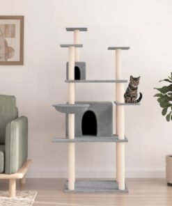 Arbre à chat avec griffoirs en sisal Gris clair 166 cm