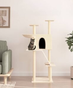 Arbre à chat avec griffoirs en sisal crème 143 cm