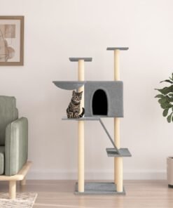 Arbre à chat avec griffoirs en sisal gris clair 143 cm