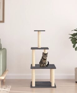Arbre à chat avec griffoirs en sisal gris foncé 111 cm