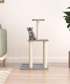 Arbre à chat avec griffoirs en sisal gris clair 85,5 cm