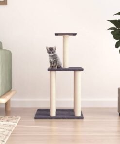 Arbre à chat avec griffoirs en sisal gris foncé 85,5 cm