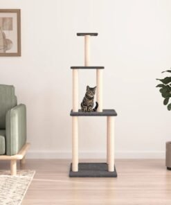 Arbre à chat avec griffoirs en sisal gris foncé 149 cm