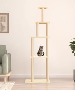 Arbre à chat avec griffoirs en sisal crème 183 cm