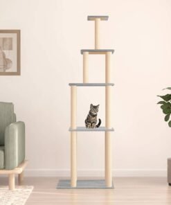 Arbre à chat avec griffoirs en sisal gris clair 183 cm