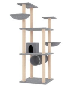 Alternative view of Arbre à chat avec griffoirs en sisal gris clair 141 cm