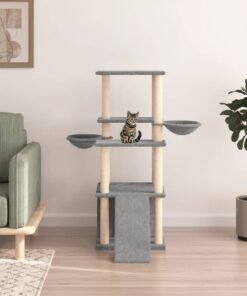 Arbre à chat avec griffoirs en sisal gris clair 133 cm