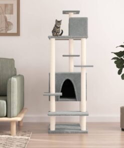 Arbre à chat avec griffoirs en sisal Gris clair 154 cm
