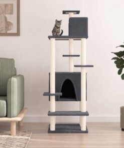 Arbre à chat avec griffoirs en sisal Gris foncé 154 cm