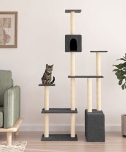 Arbre à chat avec griffoirs en sisal Gris foncé 180 cm