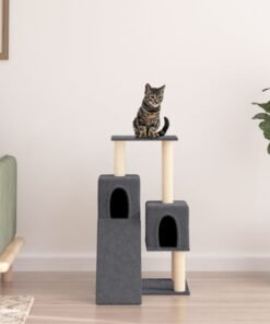 Arbre à chat avec griffoirs en sisal Gris foncé 82 cm